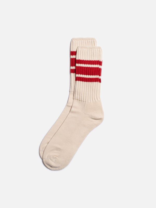 Chaussettes en coton bio | écru et rouge "men vintage sport socks offwhite/red", Nudie Jeans, photo 1