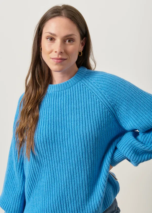 Pull ample en coton et laine biologique | bleu "rib knit sweater - skylight", Armedangels