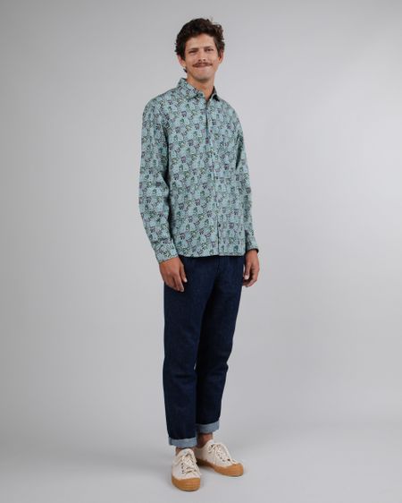 Gemustertes Hemd aus Bio-Baumwolle | Blau "spring regular shirt beige", Brava Fabrics, Foto 5