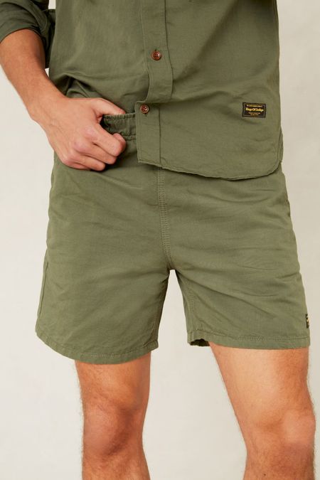 Short kaki en coton et lin bio - bidatsu treetop linen mix