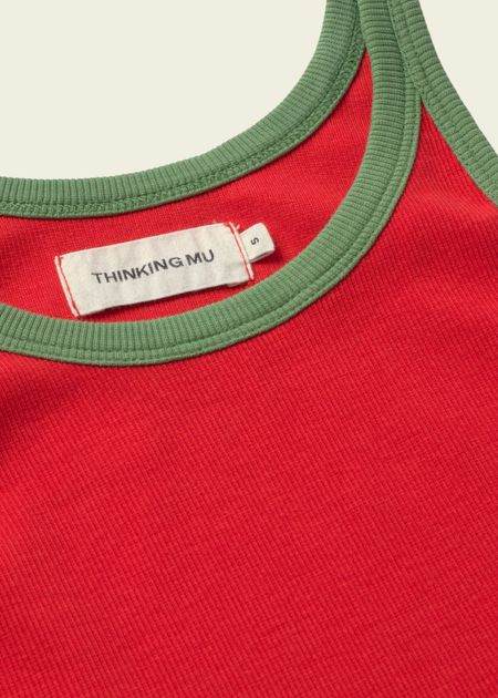Débardeur en coton bio | rouge "clavel ivy contrast harriet top" - Thinking Mu