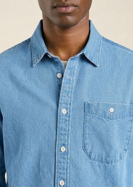 Chemise denim en coton bio | bleu clair "lunnevik denim light blue" - Dedicated