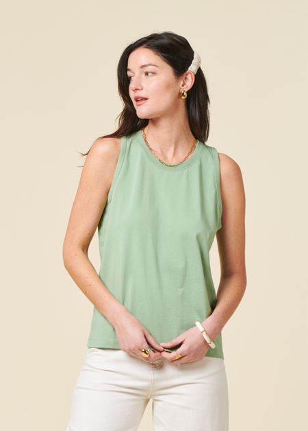 Débardeur en coton bio | vert sauge