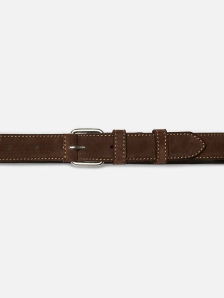 Ceinture cuir suède en tannage végétal | marron "dwayne suede belt - dark brown" - Nudie Jeans