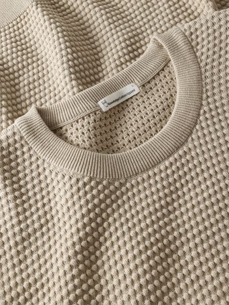 Pull en coton bio | beige " vagn regular bubble knit crew neck - light feather gray", Knowledge Cotton Apparel, photo 3