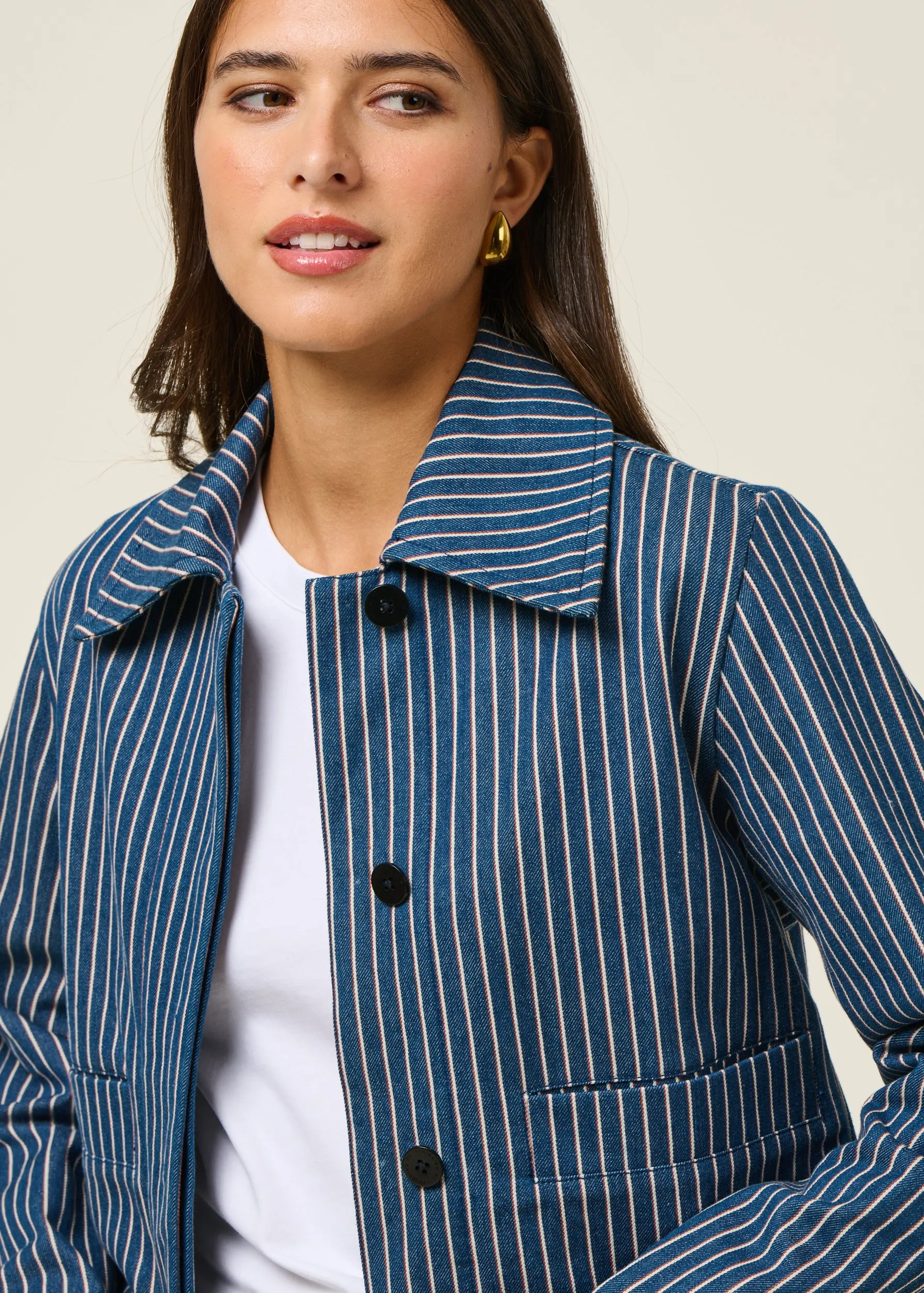 Veste en coton bio | rayé "railway stripes astrid jacket", Thinking Mu, photo 2