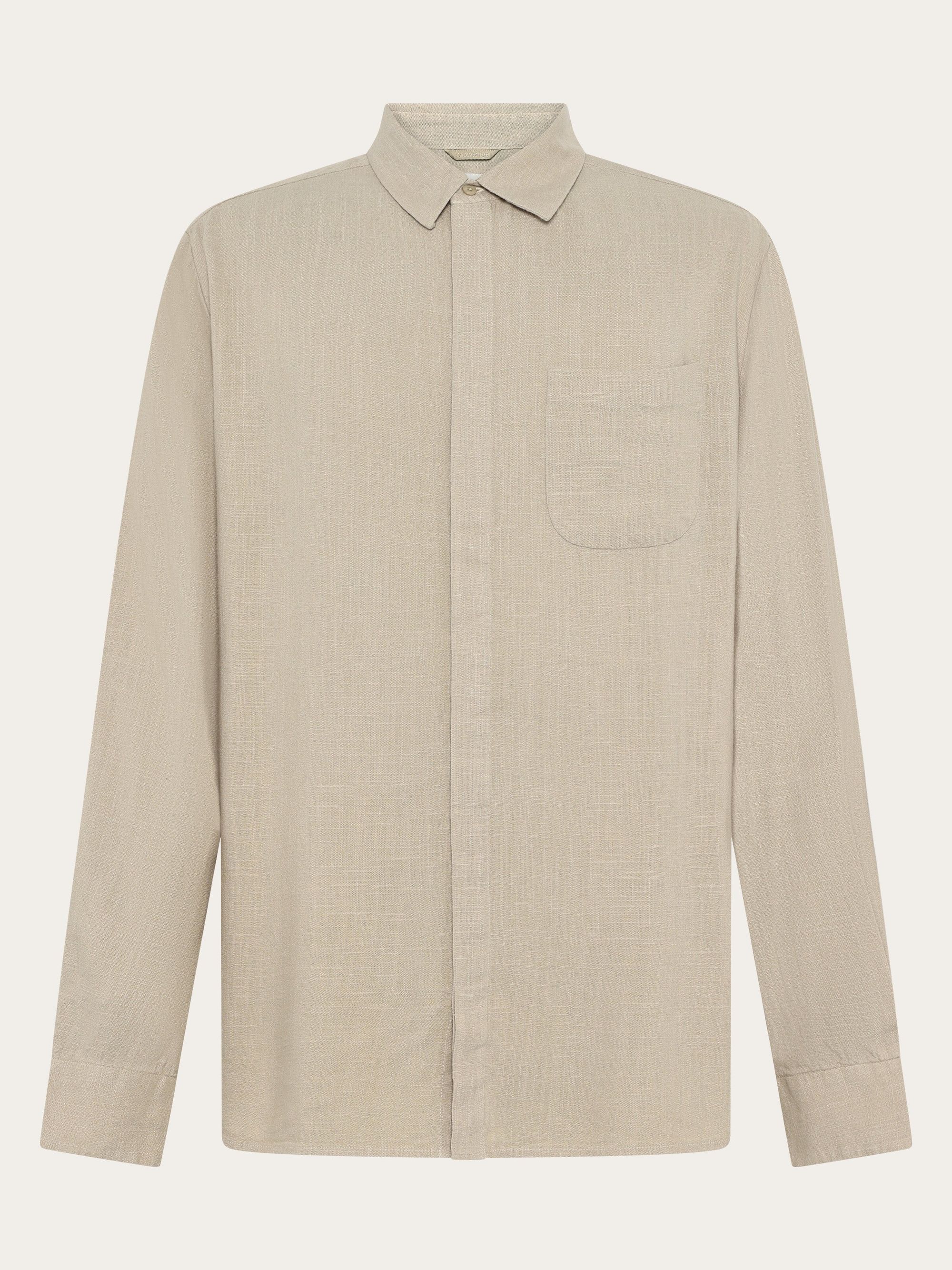 Hemd aus ECOVERO und Bio-Leinen | Beige "Linen-mix shirt - light feather gray", Knowledge Cotton Apparel, Foto 4