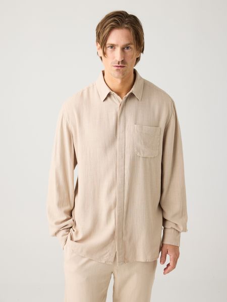 Chemise en ecovero et lin bio | beige "Linen-mix shirt - light feather gray"