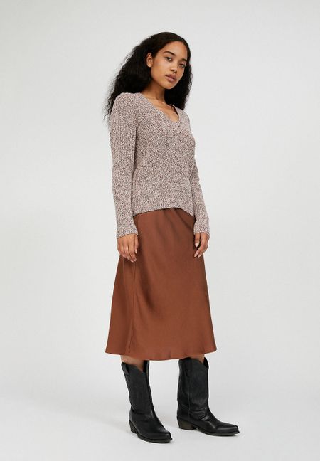Pull en surpiqué caramel en coton bio et laine - josaa mouline, Armedangels, photo 5