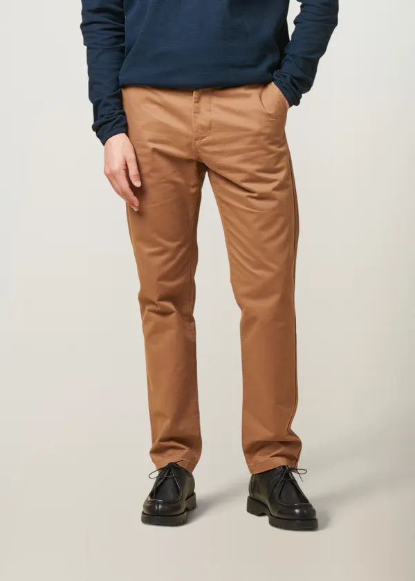 Chino droit en coton bio | camel  "chuck regular chino twill pants tuffet", Knowledge Cotton Apparel