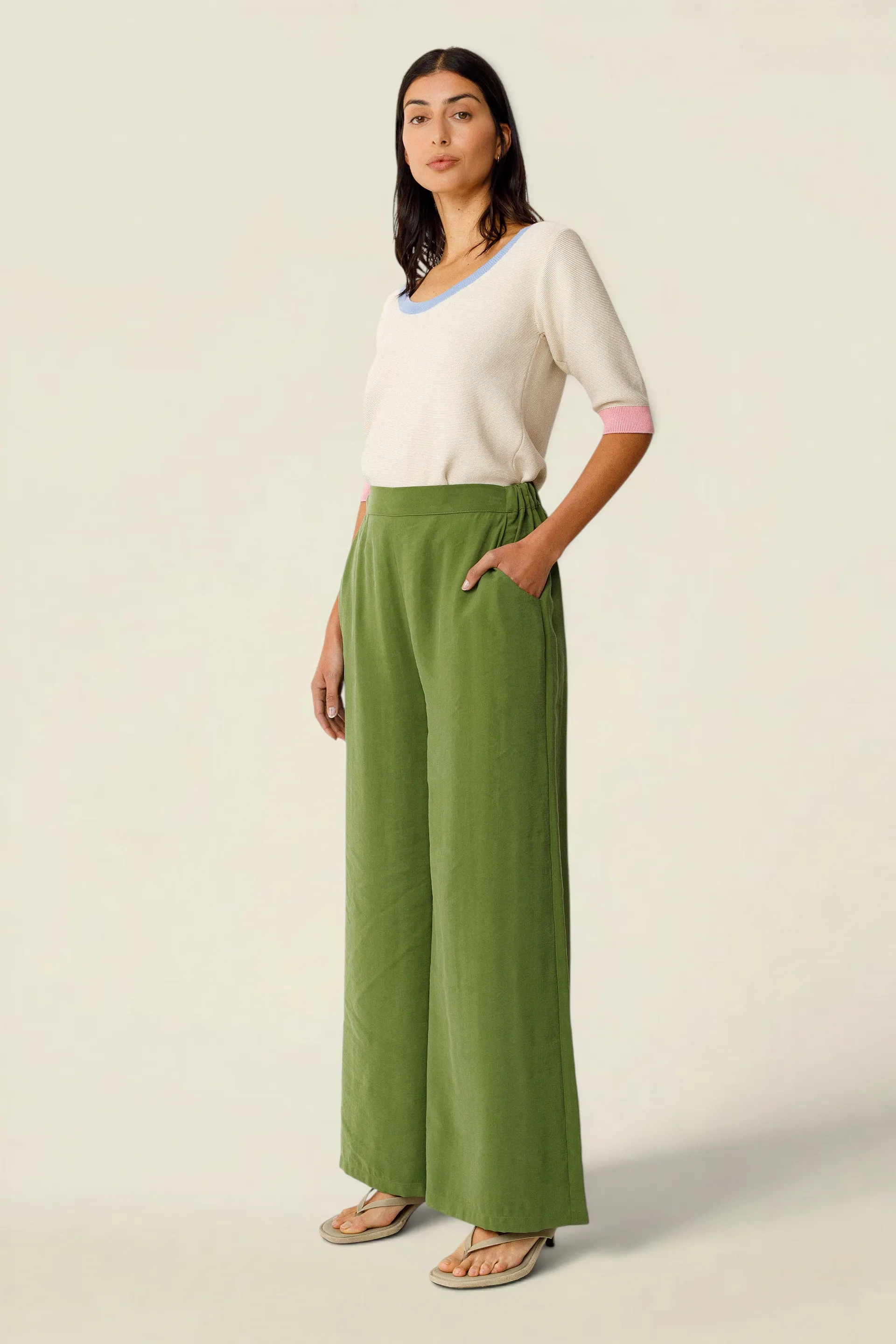 Pantalon palazzo en tencel | vert "klodin trouser - vert foncé", SKFK, photo 2