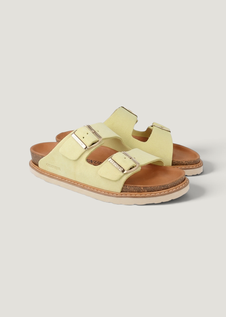 Sandales en cuir suède certifié | jaune "hawaii velour butter", Genuins, photo 2