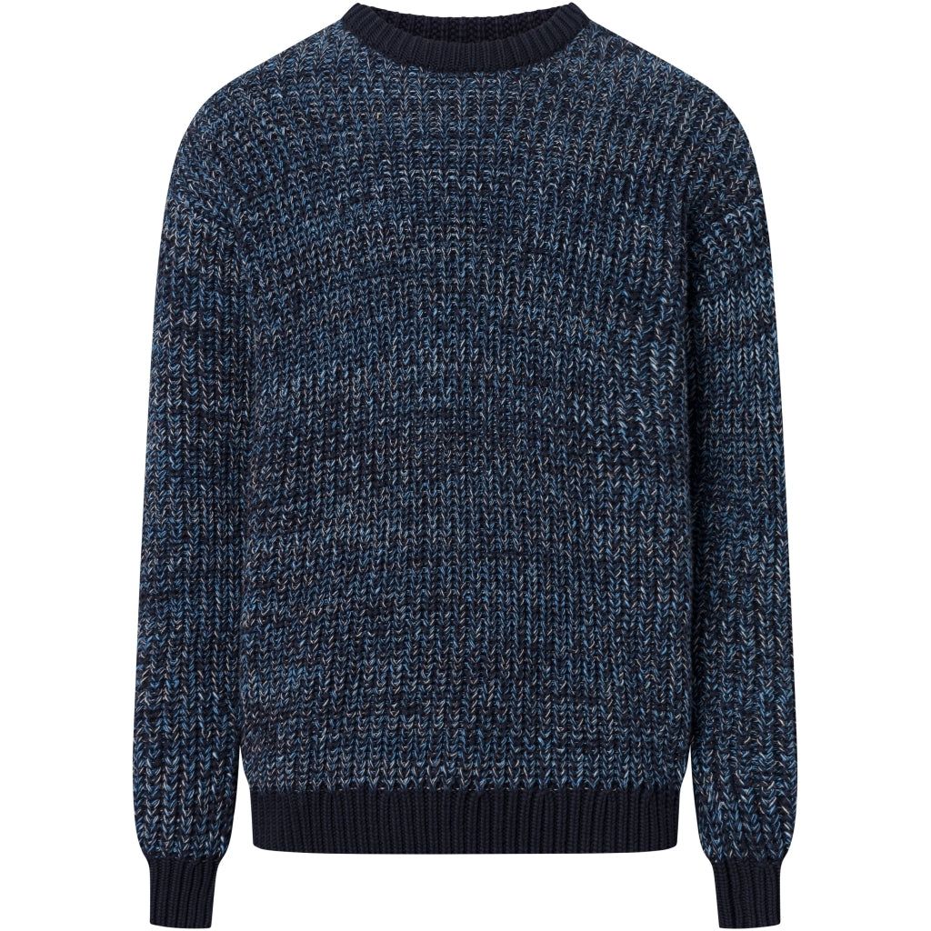 Pull en maille de coton bio | mélange de bleu "multicolored crew neck blue aop", Knowledge Cotton Apparel, photo 6
