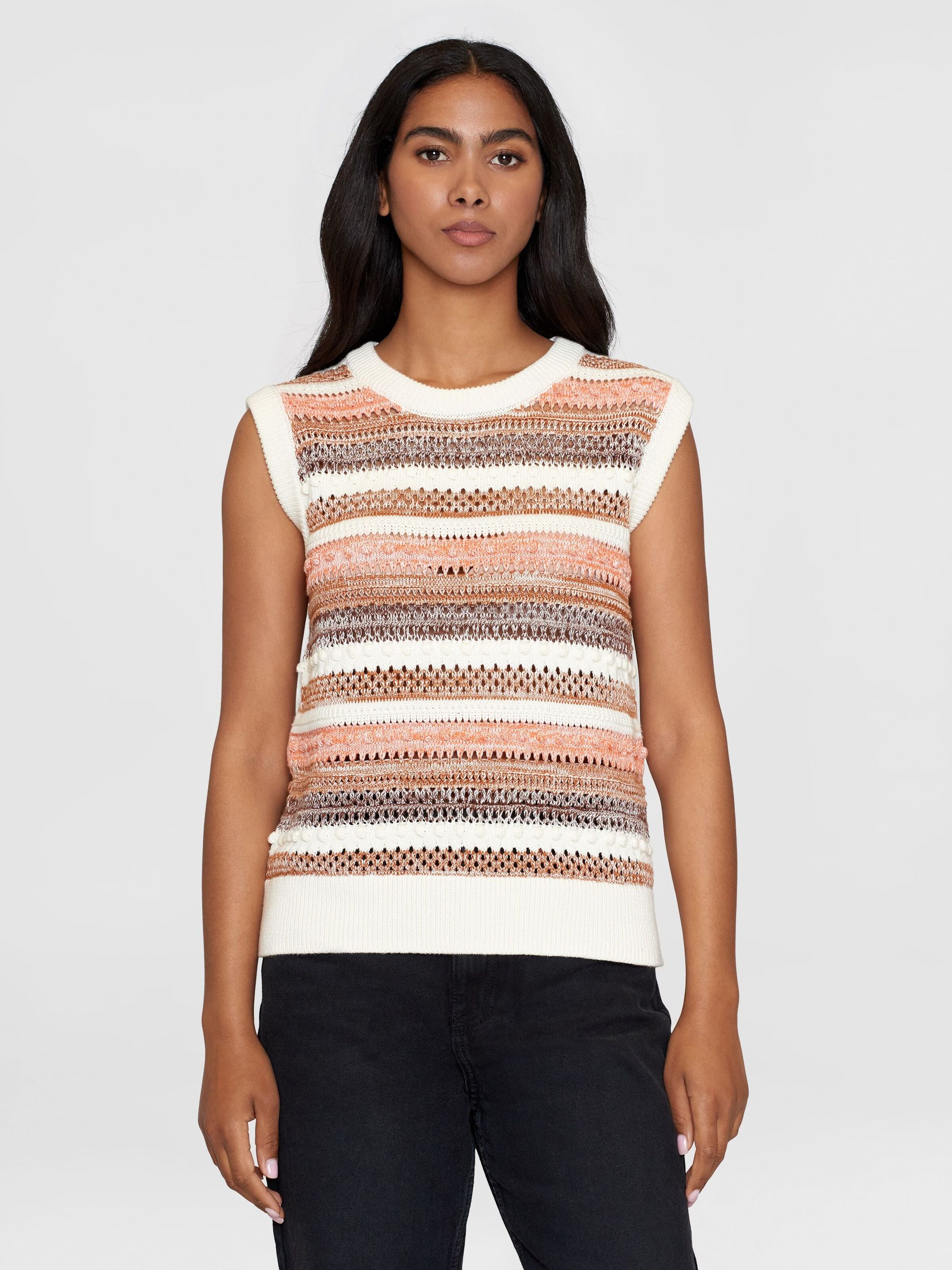 Pull sans manches en coton bio | rayé multicolore "crew neck vest multi color stripe", Knowledge Cotton Apparel, photo 2
