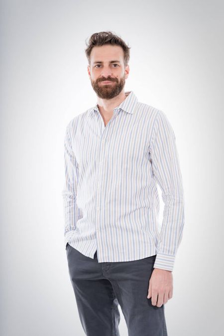 Chemise droite rayée de coton bio - elder