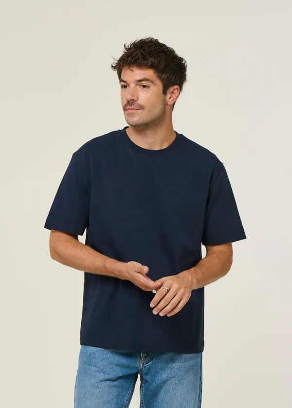 T-shirt oversize en coton bio | bleu marine, WeDressFair
