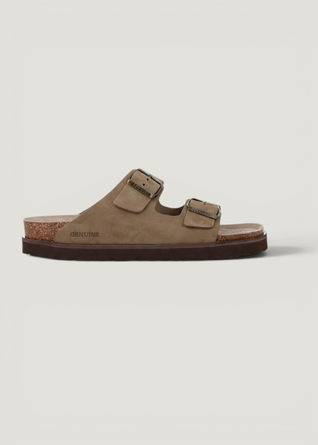 Sandales en cuir suède certifié | kaki "hawaii nubuck kaki"