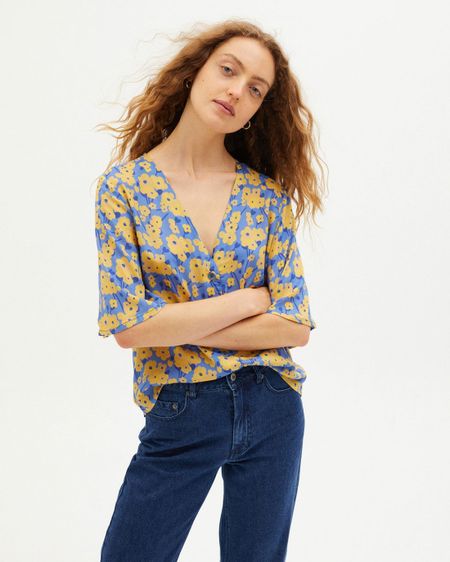 Blouse fleurie en ecovero - bloom libelula blouse indigo