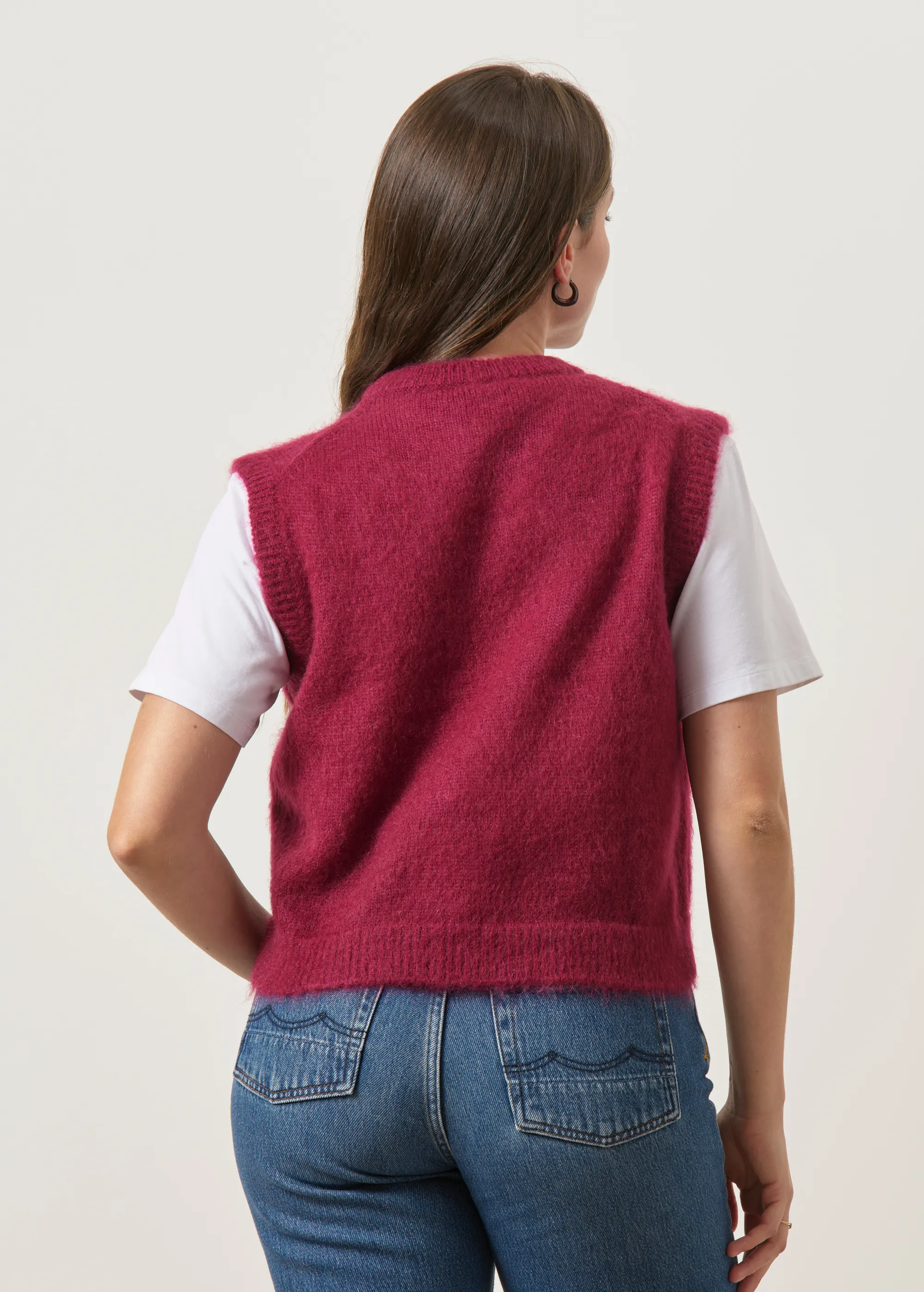 Pull sans manche en mohair certifié | aubergine "Luna", WeDressFair, photo 5