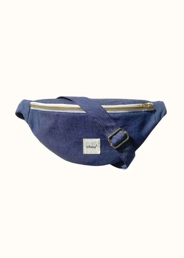 Bauchtasche made in France aus upgecycelter Baumwolle | Blau "jean", Chou²