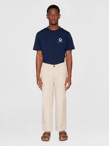 Pantalon ample en coton bio | écru "flint wide slub yarn pants light feather gray" - Knowledge Cotton Apparel