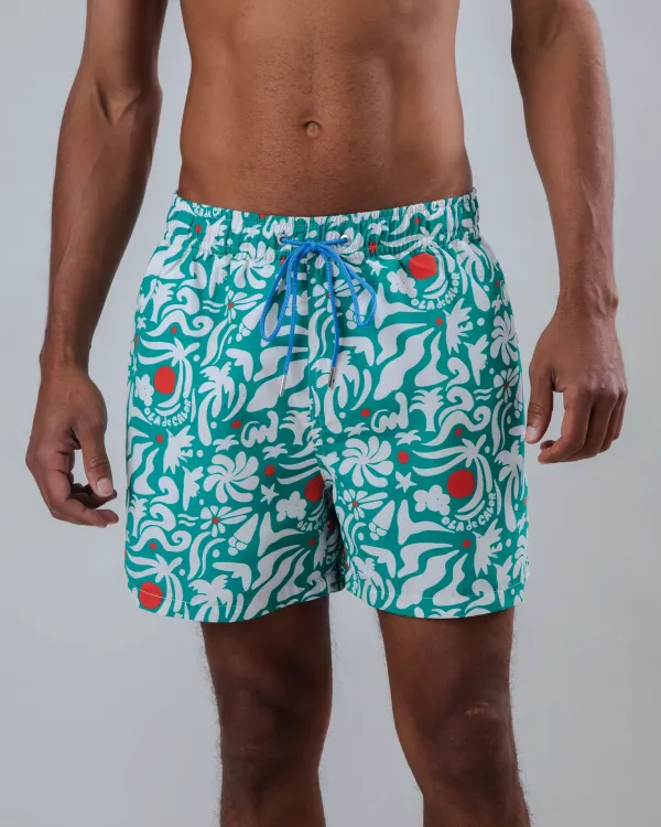 Badeshorts aus recyceltem Material | Grün "ola de calor swimwear green", Brava Fabrics