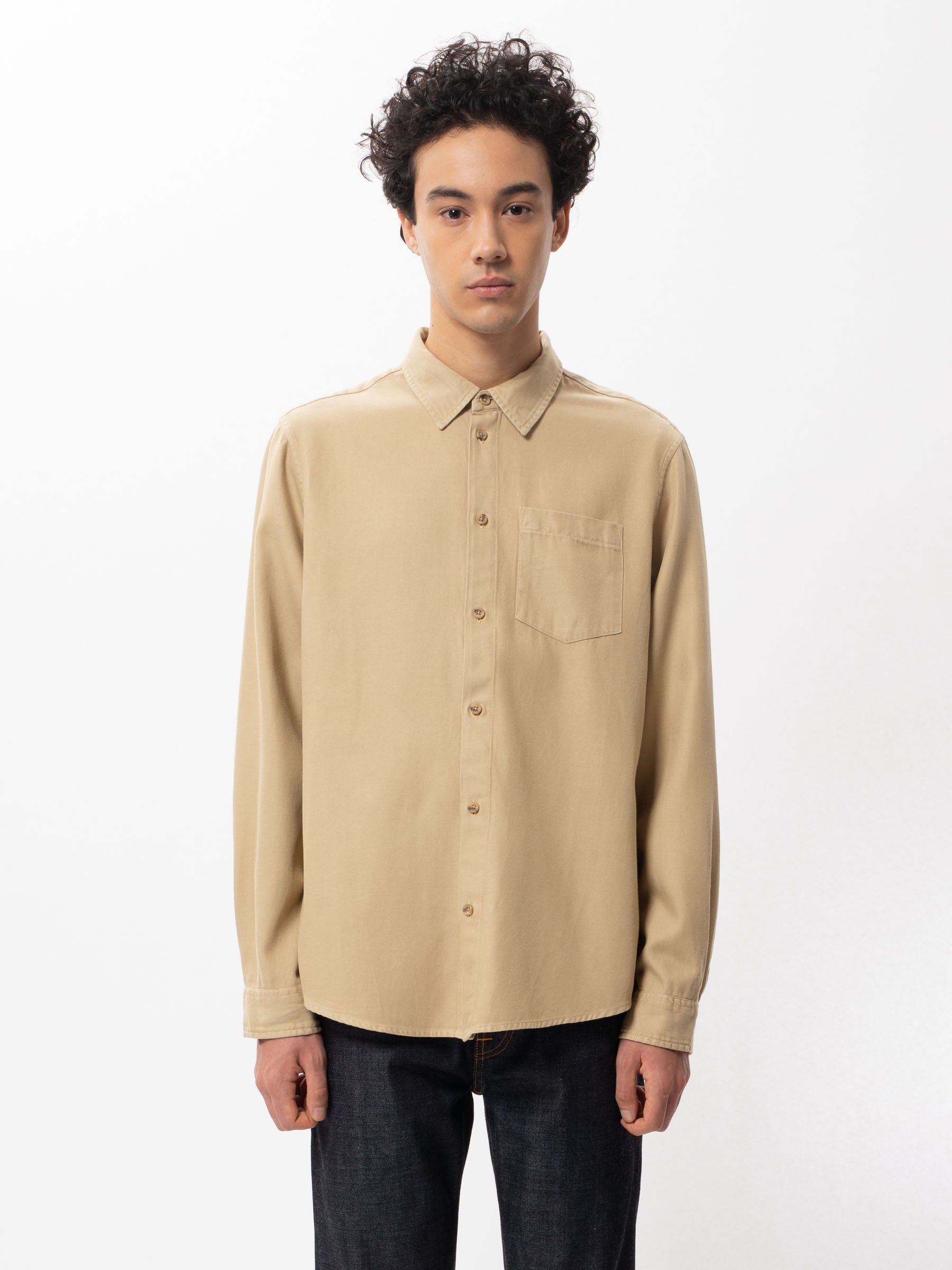 Chemise beige en twill de lyocell et coton - chuck fluid, Nudie Jeans, photo 2