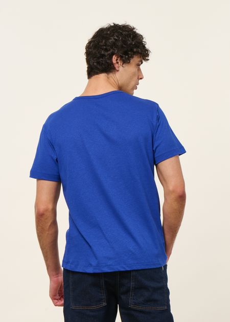 T-shirt classique en coton lin upcyclé  | bleu cobalt, WeDressFair, photo 4