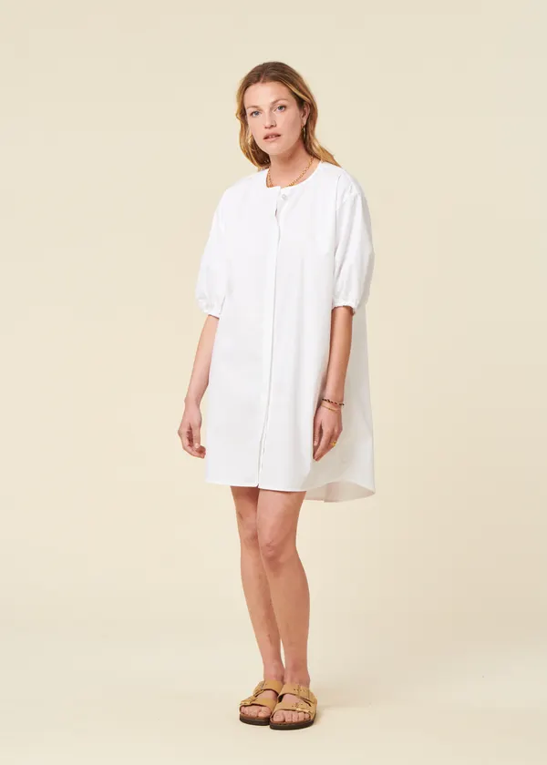 Robe chemise en coton bio | blanc "malala", Bonjour Demain