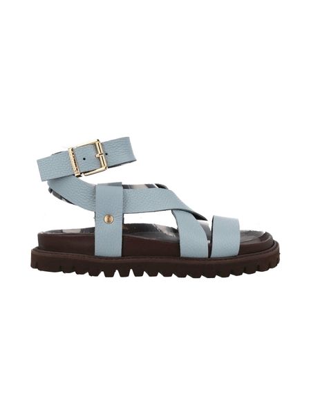Sandales en cuir certifié | bleu ciel "zaha embossed leather azure"