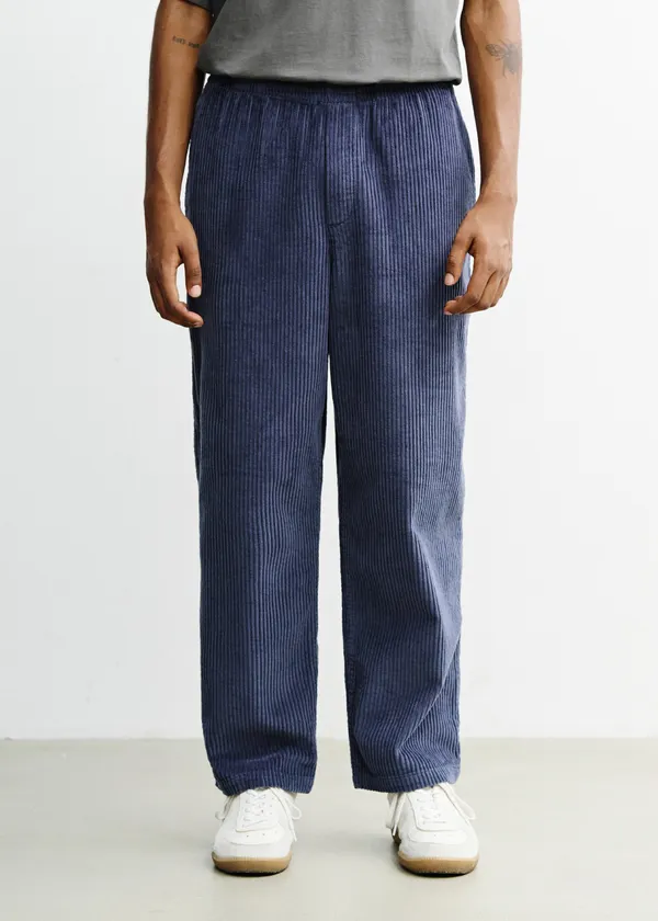 Pantalon ample velours en coton bio | bleu "Cord wide pant - ash blue", Rotholz
