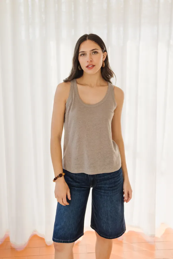 Débardeur en lin upcyclé | taupe, WeDressFair