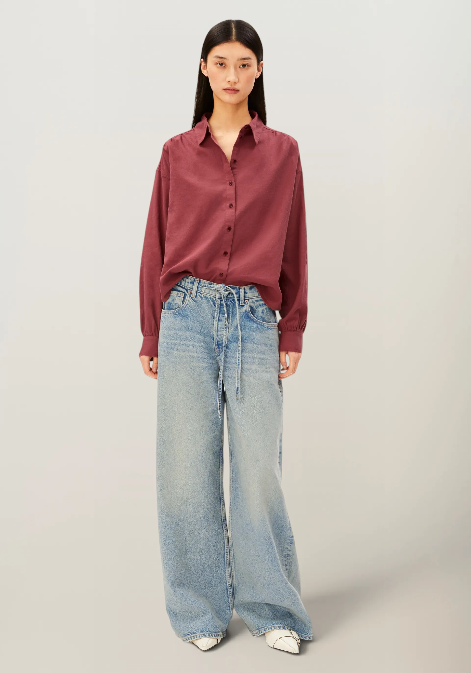 Chemise ample en coton bio | bordeaux "Efinaraa flanell blouse - velvet ember", Armedangels, photo 3