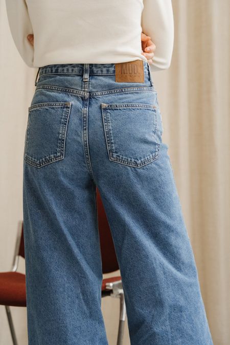 Jean évasé coton bio et recyclé | bleu "sara high loose - stone vintage" - Mud Jeans