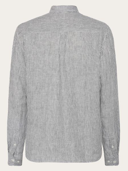 Chemise en lin bio | rayé "regular striped linen shirt total eclipse", Knowledge Cotton Apparel, photo 7