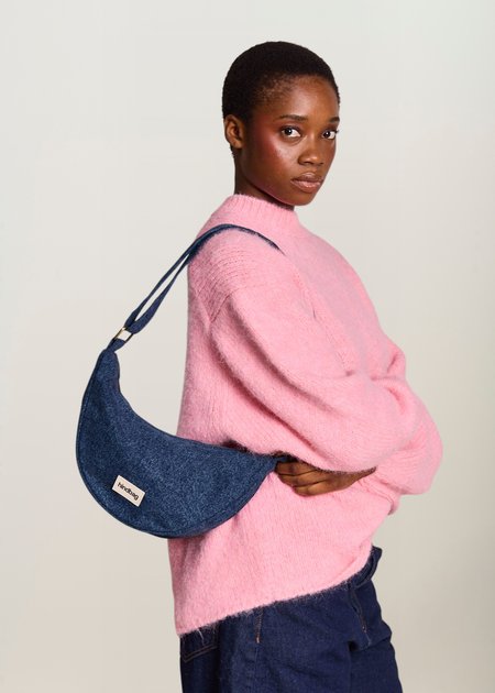 Sac banane épais demi-lune zippé en coton bio, Hindbag
