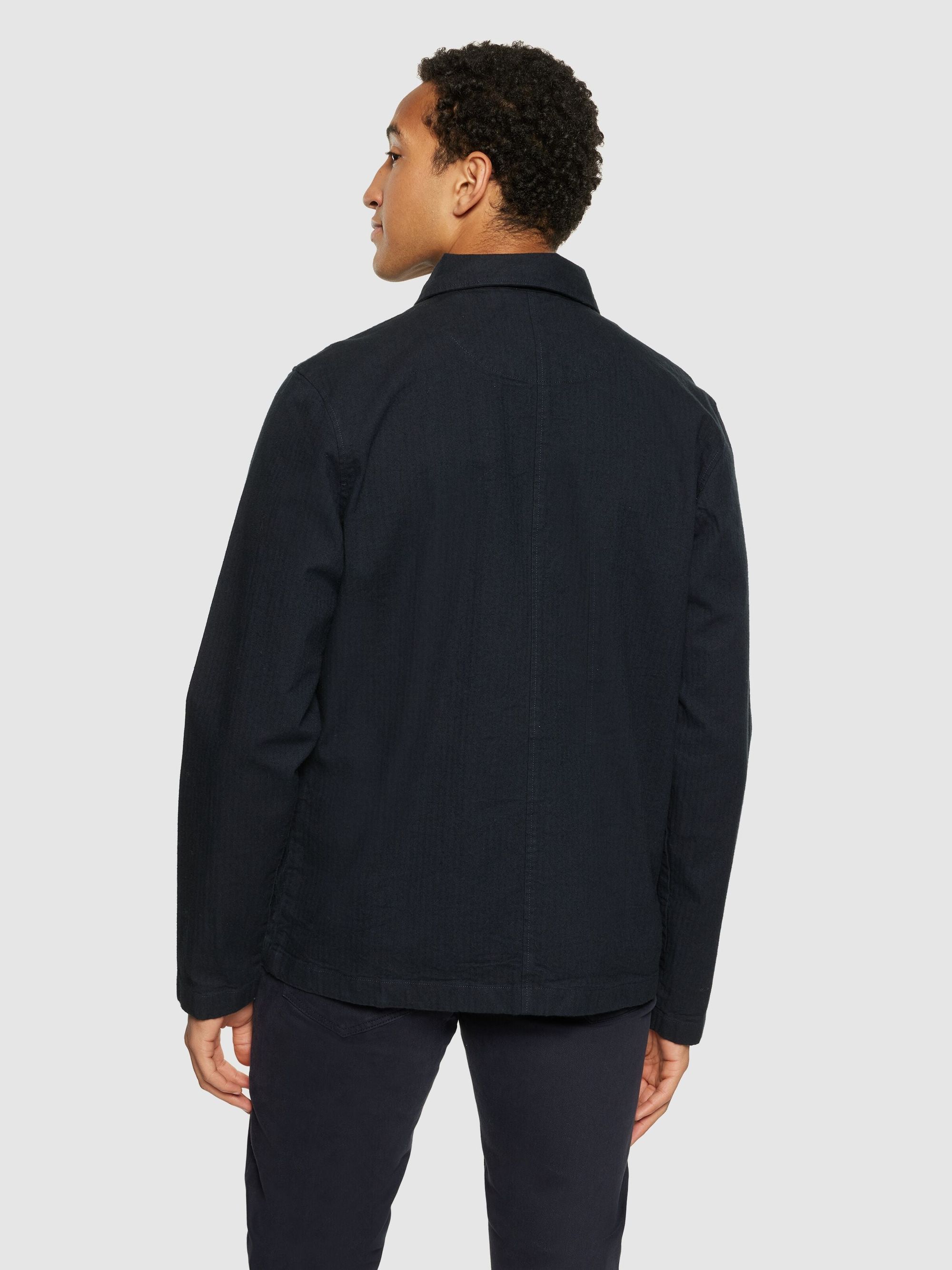 Overshirt aus Bio-Baumwoll-Twill | Blau "flannel herringbone overshirt night sky", Knowledge Cotton Apparel, Foto 3