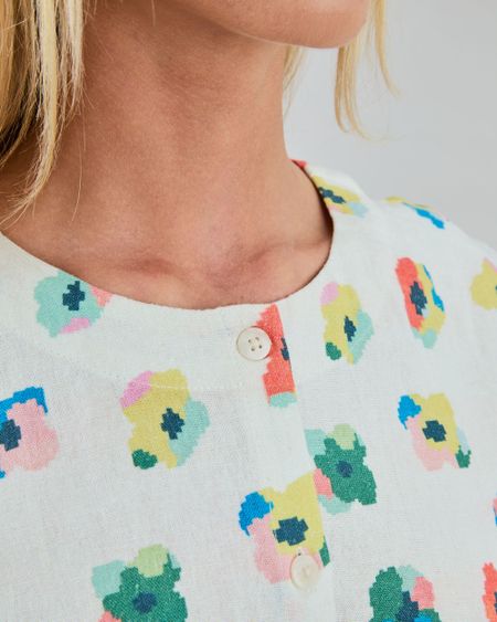 Blouse en coton bio | écru "Mini flower button up blouse" - Brava Fabrics