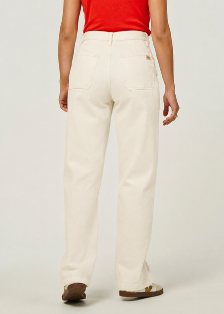 Jean droit large en coton bio | écru "asta workwear pants ivory" - Nudie Jeans
