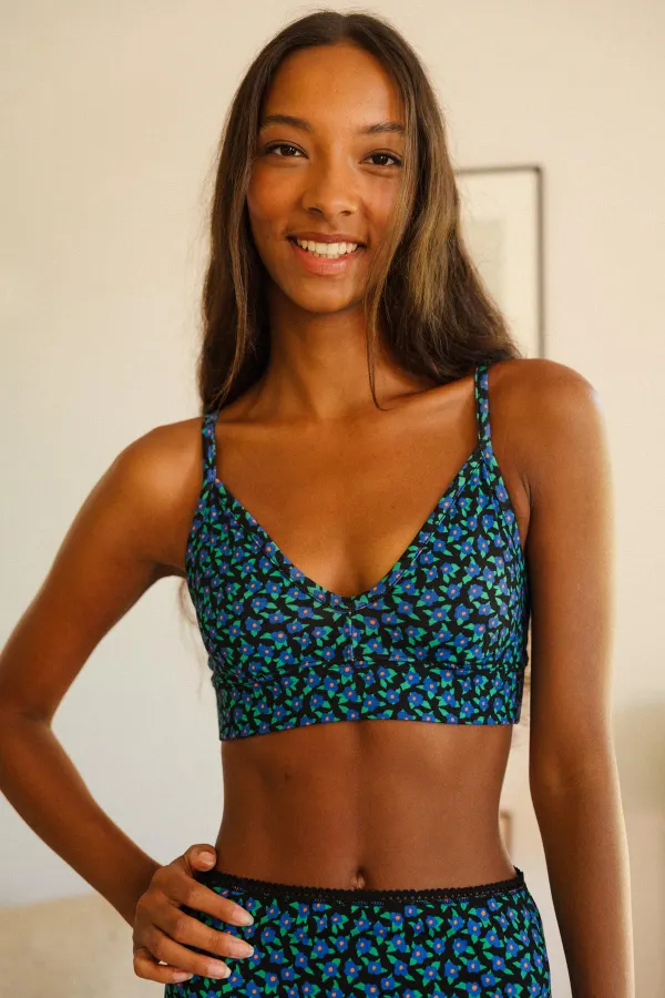 Brassiere en coton bio | mini fleurs bleu, We Are Jolies