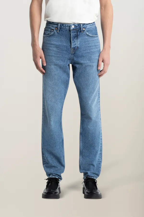  Jean fuselé en coton bio | bleu "Sushan rechange mid worn", Kings of Indigo