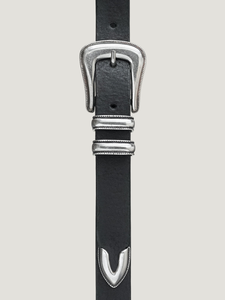 Ceinture en cuir tannage végétal | noir "western silver belt black" - Nudie Jeans