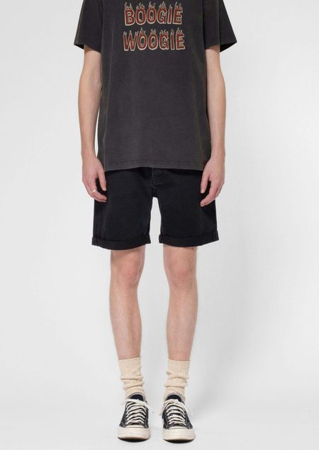 Short jean en coton bio | noir "josh denim shorts aged black"