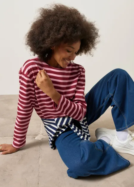 Marinière oversize col bateau en coton bio, WeDressFair