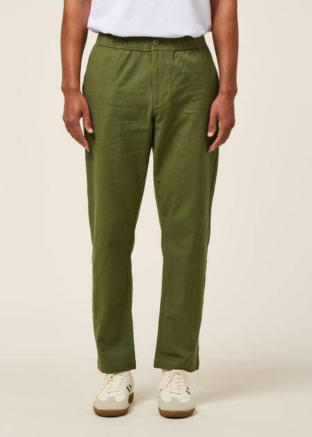 Pantalon droit léger en coton bio | vert "kentia travel light pants - green" - Thinking Mu