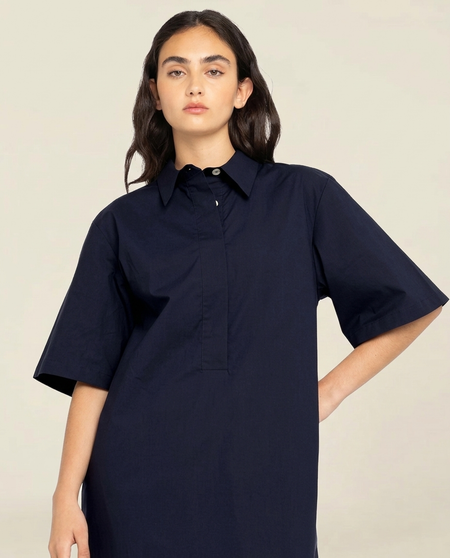 Langes Kleid aus Bio-Baumwolle | Marineblau "medes - navy", Loreak Mendian, Foto 2