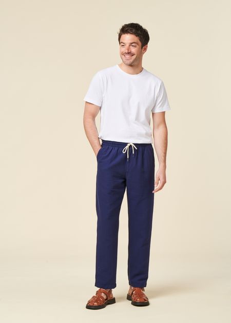 Pantalon droit en coton bio | bleu "hatha25 bleu outremer"