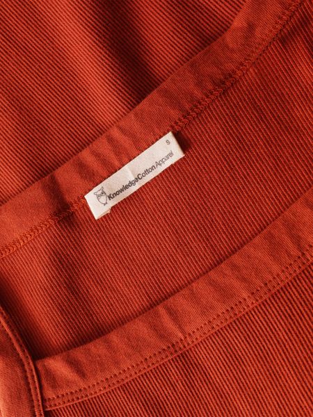 Débardeur en coton bio | rouille "rib strap top - burnt brick", Knowledge Cotton Apparel, photo 4