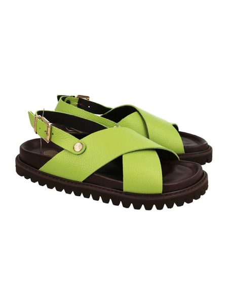 Sandales en cuir certifié | vert "melen embossed leather lime" - Genuins