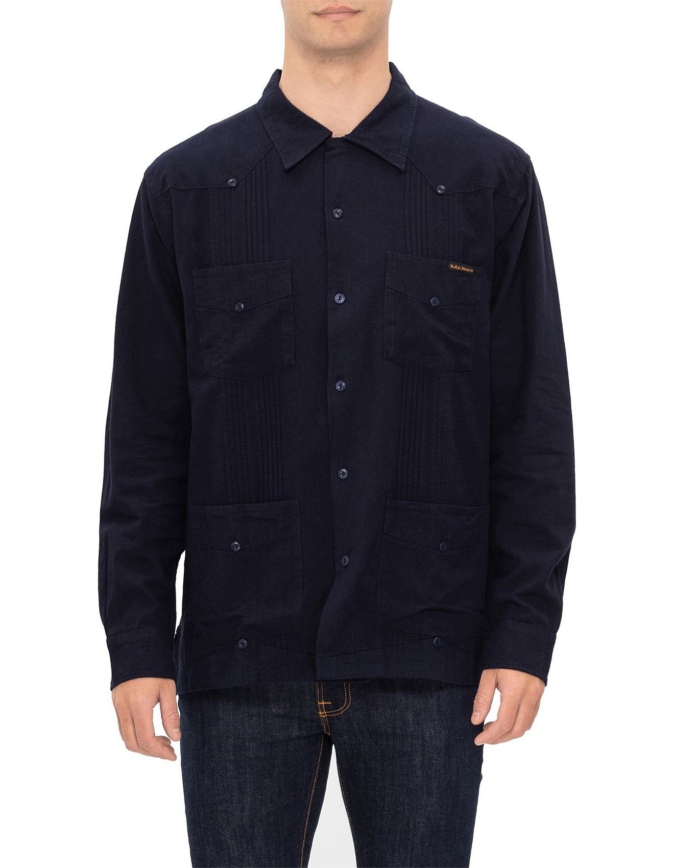Hemd aus Bio-Baumwolle | Marineblau "ryan pleats cuban shirt - blueberry", Nudie Jeans, Foto 1